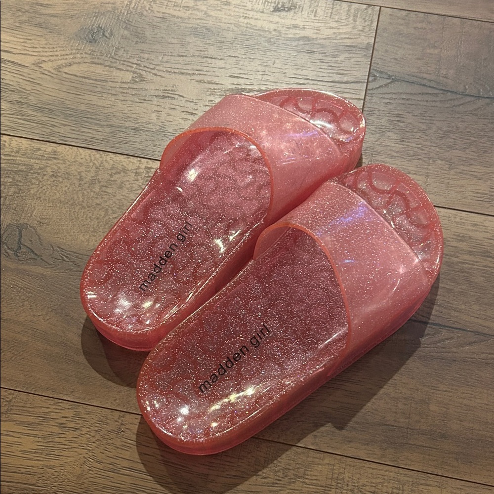 Madden Girl Shimmering Pink Slides